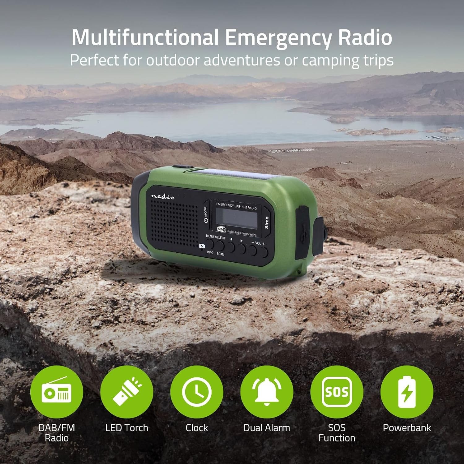Nedis RDDBCR2000GN DAB+/FM Wind-up Radio: image 2