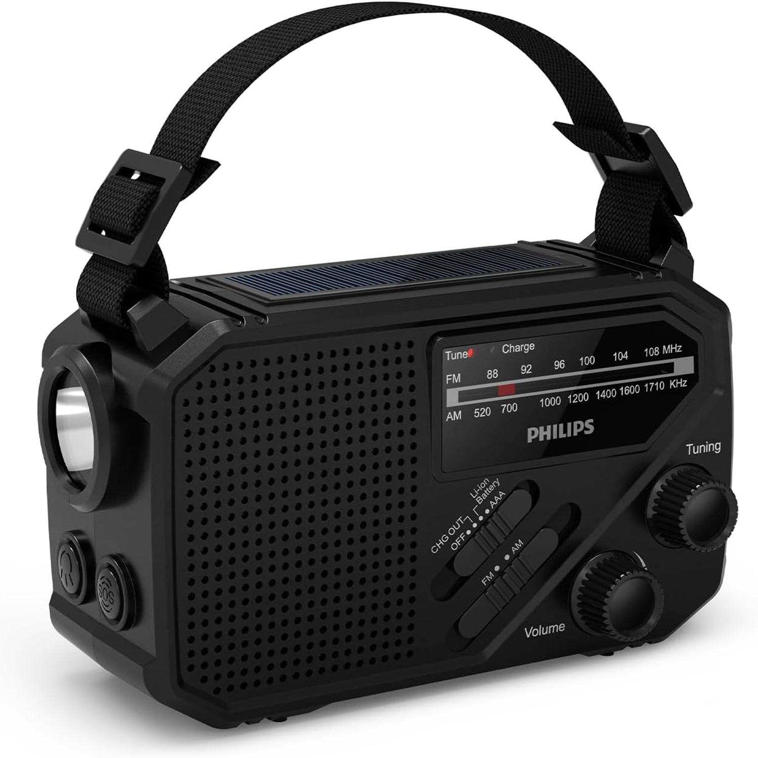 Philips TAR1609 Portable AM/FM Solar Crank Radio